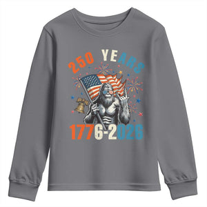 250th Anniversary USA Youth Sweatshirt Bigfoot American Flag Patriotic 4th of July TS14 Charcoal Print Your Wear