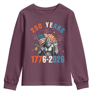 250th Anniversary USA Youth Sweatshirt Bigfoot American Flag Patriotic 4th of July TS14 Maroon Print Your Wear