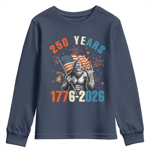 250th Anniversary USA Youth Sweatshirt Bigfoot American Flag Patriotic 4th of July TS14 Navy Print Your Wear