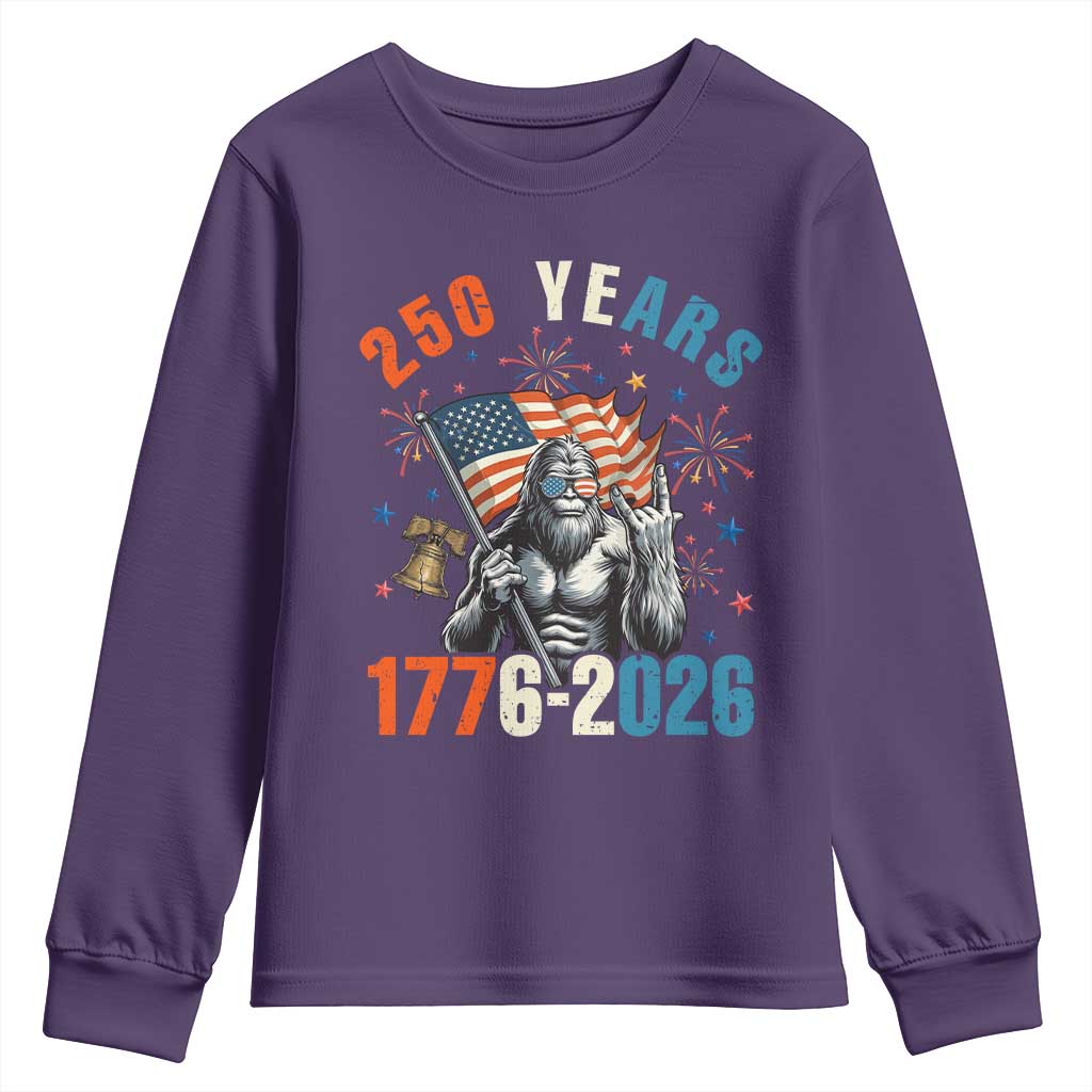 250th Anniversary USA Youth Sweatshirt Bigfoot American Flag Patriotic 4th of July TS14 Purple Print Your Wear