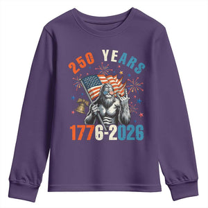 250th Anniversary USA Youth Sweatshirt Bigfoot American Flag Patriotic 4th of July TS14 Purple Print Your Wear