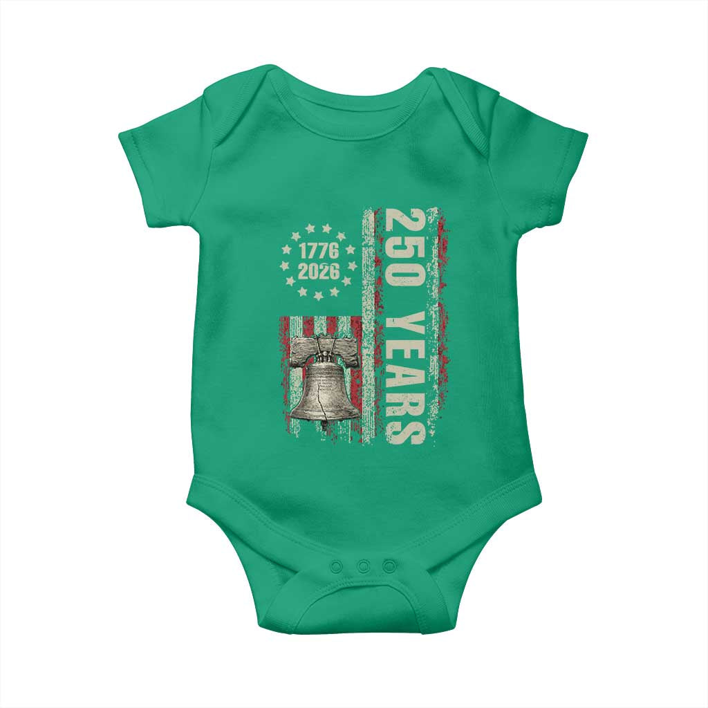 250th Anniversary USA Baby Onesie Patriotic Liberty Bell 1776 2026 American Flag TS14 Irish Green Print Your Wear