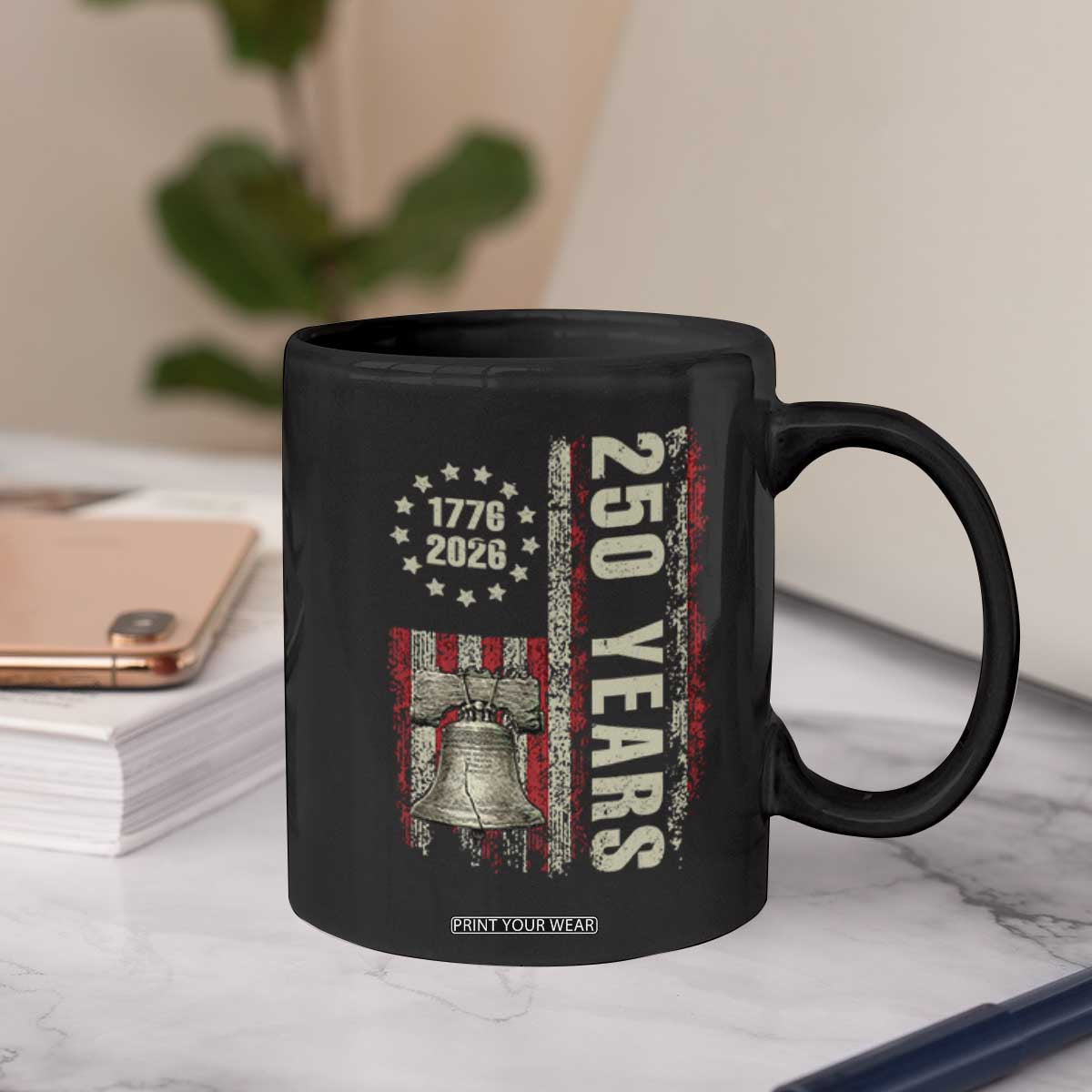 250th Anniversary USA Coffee Mug Patriotic Liberty Bell 1776 2026 American Flag TS14 Print Your Wear