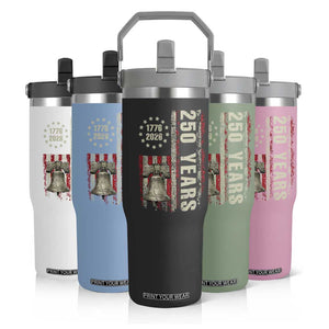 250th Anniversary USA Flip Straw Tumbler Patriotic Liberty Bell 1776 2026 American Flag TS14 Print Your Wear