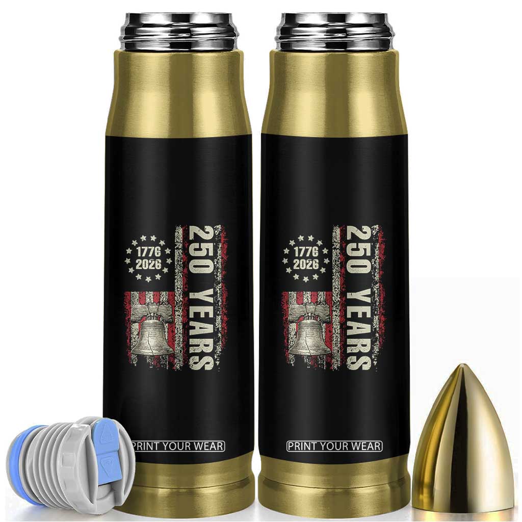 250th Anniversary USA Bullet Tumbler Patriotic Liberty Bell 1776 2026 American Flag TS14 Black Print Your Wear