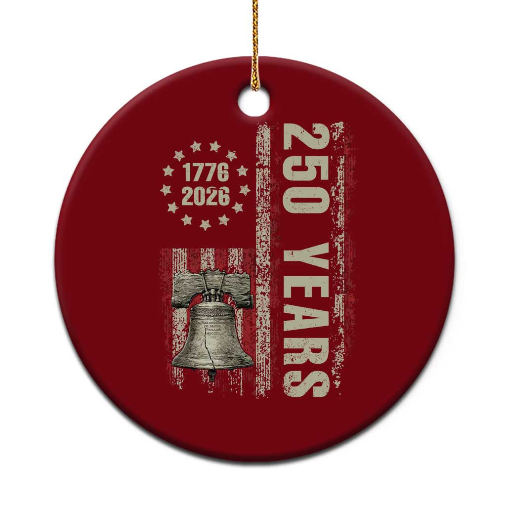 250th Anniversary USA Ceramic Ornament Patriotic Liberty Bell 1776 2026 American Flag TS14 1pc Red Print Your Wear