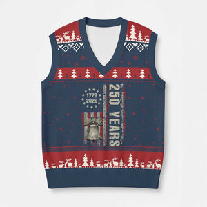 250th Anniversary USA V-Neck Knit Sweater Vest Patriotic Liberty Bell 1776 2026 American Flag TS14 Navy Red Print Your Wear