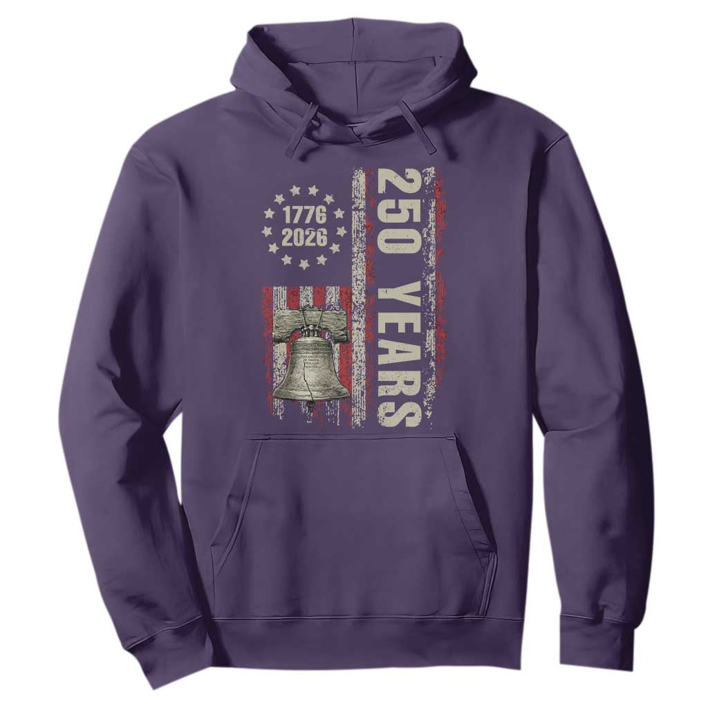 250th Anniversary USA Hoodie Patriotic Liberty Bell 1776 2026 American Flag TS14 Purple Print Your Wear