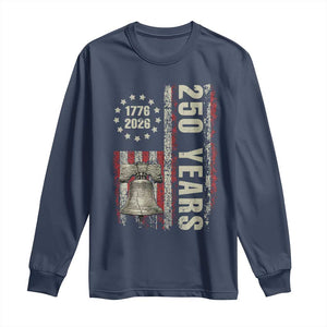 250th Anniversary USA Long Sleeve Shirt Patriotic Liberty Bell 1776 2026 American Flag TS14 Navy Print Your Wear