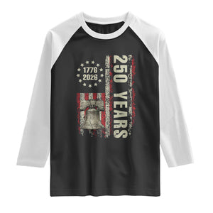 250th Anniversary USA Raglan Shirt Patriotic Liberty Bell 1776 2026 American Flag TS14 Black White Print Your Wear