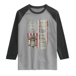 250th Anniversary USA Raglan Shirt Patriotic Liberty Bell 1776 2026 American Flag TS14 Sport Gray Black Print Your Wear