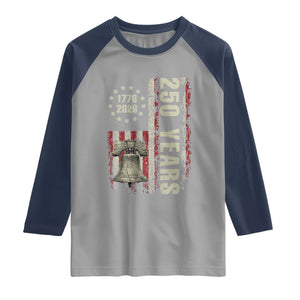 250th Anniversary USA Raglan Shirt Patriotic Liberty Bell 1776 2026 American Flag TS14 Sport Gray Navy Print Your Wear