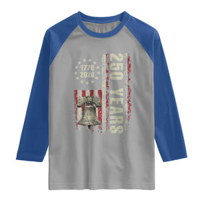 250th Anniversary USA Raglan Shirt Patriotic Liberty Bell 1776 2026 American Flag TS14 Sport Gray Royal Print Your Wear