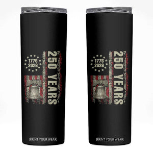 250th Anniversary USA Skinny Tumbler Patriotic Liberty Bell 1776 2026 American Flag TS14 Black Print Your Wear