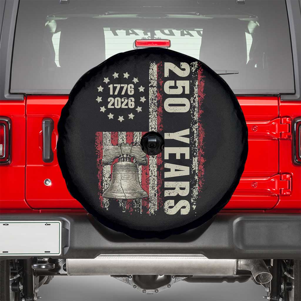 250th Anniversary USA Spare Tire Cover Patriotic Liberty Bell 1776 2026 American Flag TS14 Black Print Your Wear