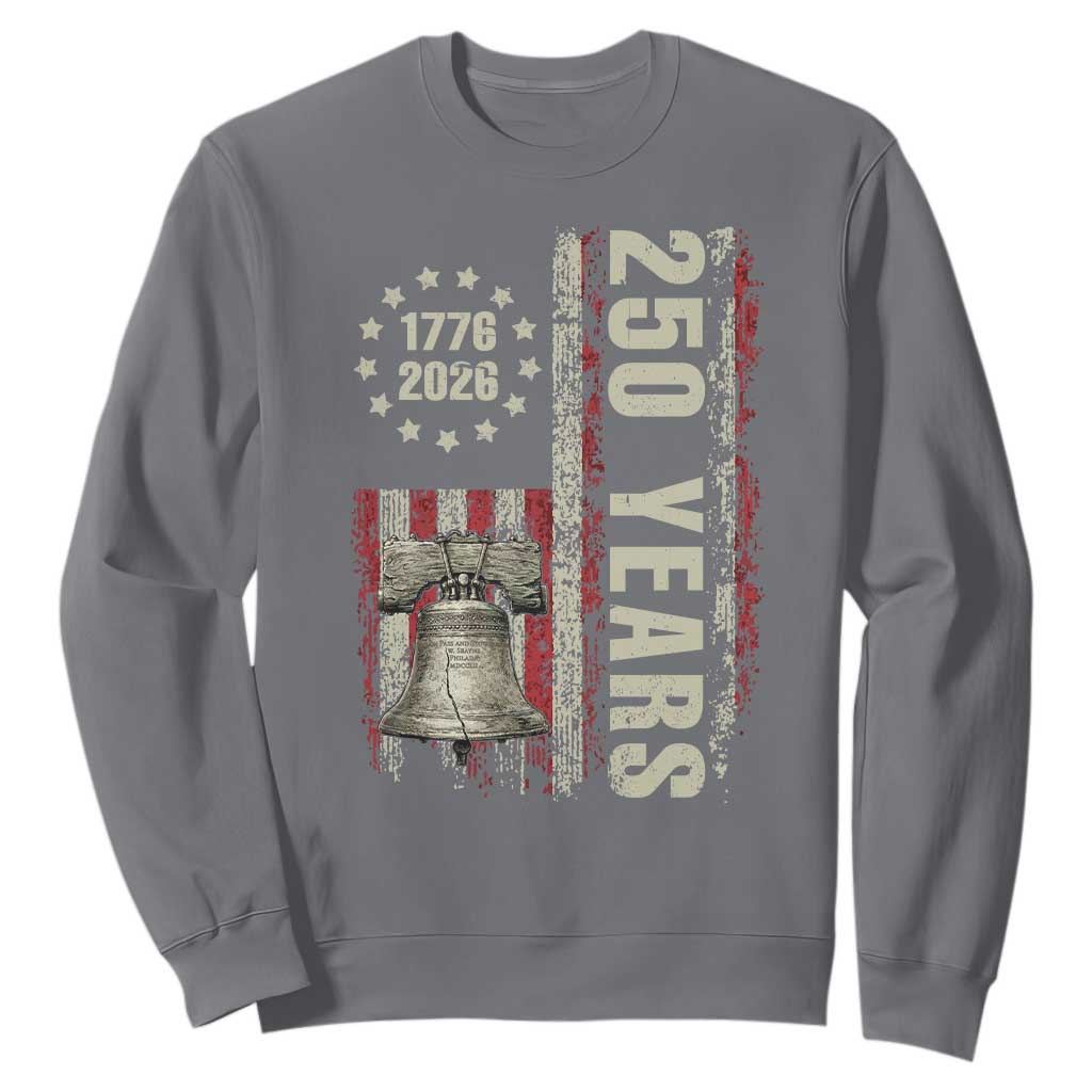 250th Anniversary USA Sweatshirt Patriotic Liberty Bell 1776 2026 American Flag TS14 Charcoal Print Your Wear