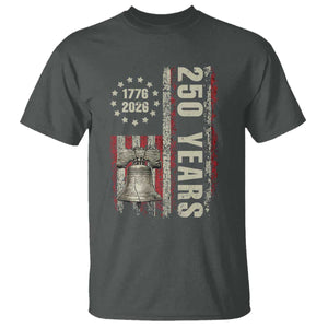 250th Anniversary USA T Shirt Patriotic Liberty Bell 1776 2026 American Flag TS14 Dark Heather Print Your Wear