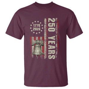 250th Anniversary USA T Shirt Patriotic Liberty Bell 1776 2026 American Flag TS14 Maroon Print Your Wear