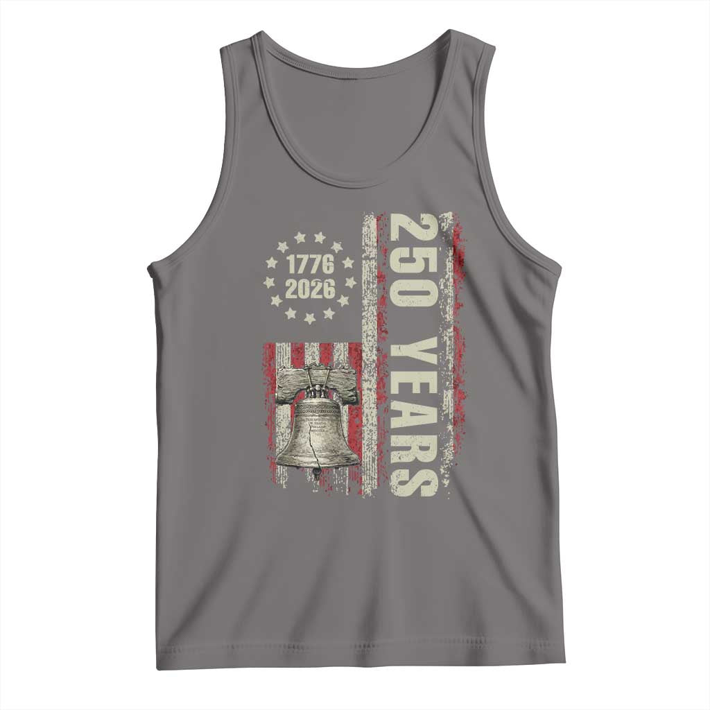 250th Anniversary USA Tank Top Patriotic Liberty Bell 1776 2026 American Flag TS14 Deep Heather Print Your Wear