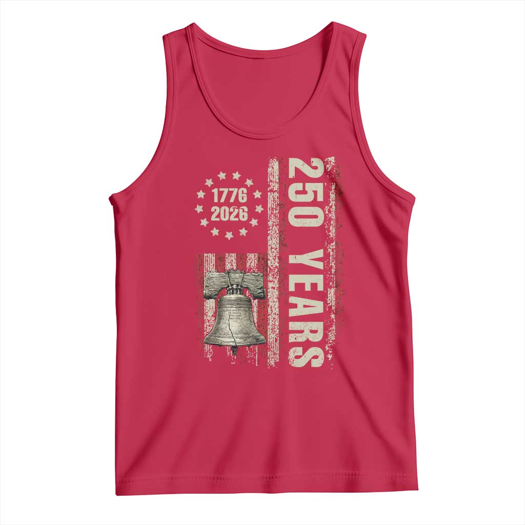 250th Anniversary USA Tank Top Patriotic Liberty Bell 1776 2026 American Flag TS14 Red Print Your Wear