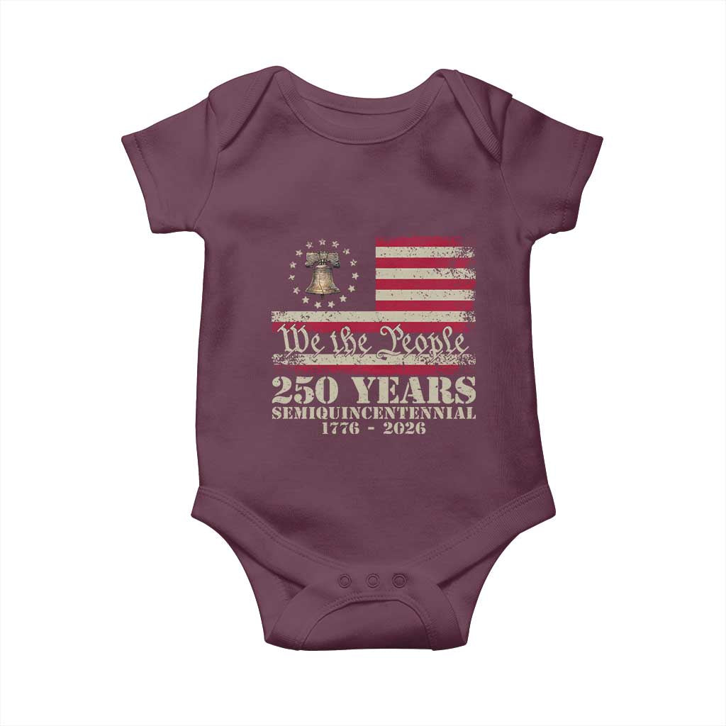 250th Anniversary USA Baby Onesie Patriotic Liberty Bell 1776 2026 Independence Day TS14 Maroon Print Your Wear