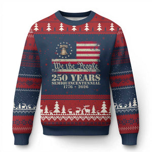 250th Anniversary USA Ugly Christmas Sweater Patriotic Liberty Bell 1776 2026 Independence Day TS14 Navy Red Print Your Wear
