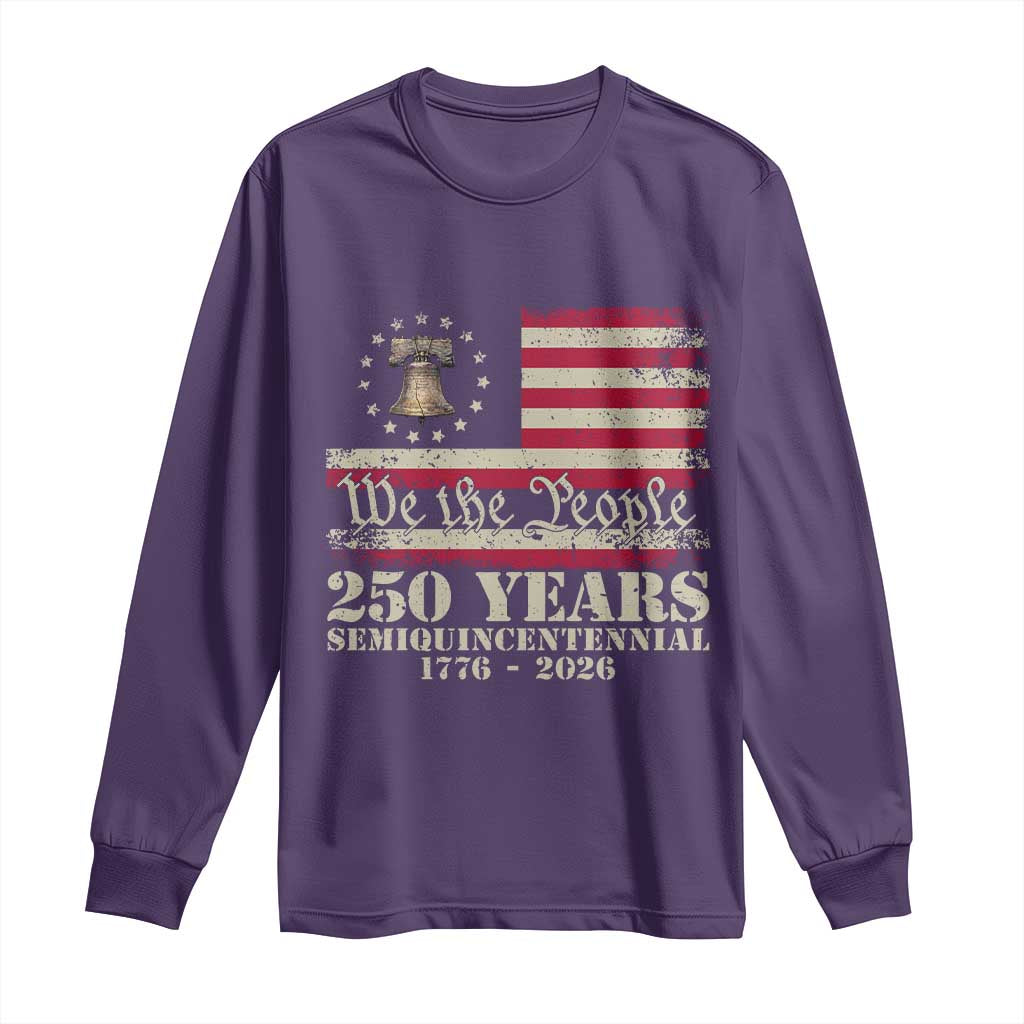 250th Anniversary USA Long Sleeve Shirt Patriotic Liberty Bell 1776 2026 Independence Day TS14 Purple Print Your Wear
