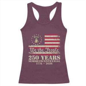 250th Anniversary USA Racerback Tank Top Patriotic Liberty Bell 1776 2026 Independence Day TS14 Maroon Print Your Wear
