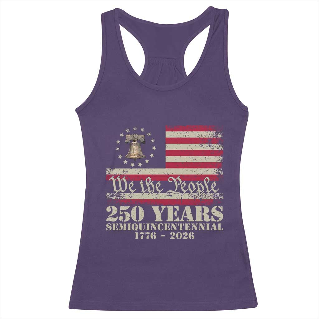 250th Anniversary USA Racerback Tank Top Patriotic Liberty Bell 1776 2026 Independence Day TS14 Purple Print Your Wear