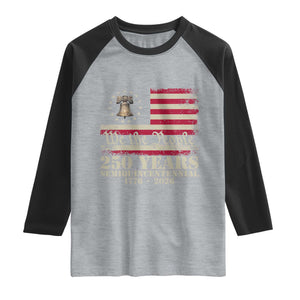 250th Anniversary USA Raglan Shirt Patriotic Liberty Bell 1776 2026 Independence Day TS14 Heather Gray Black Print Your Wear