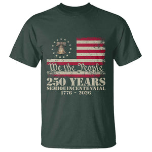 250th Anniversary USA T Shirt Patriotic Liberty Bell 1776 2026 Independence Day TS14 Dark Forest Green Print Your Wear