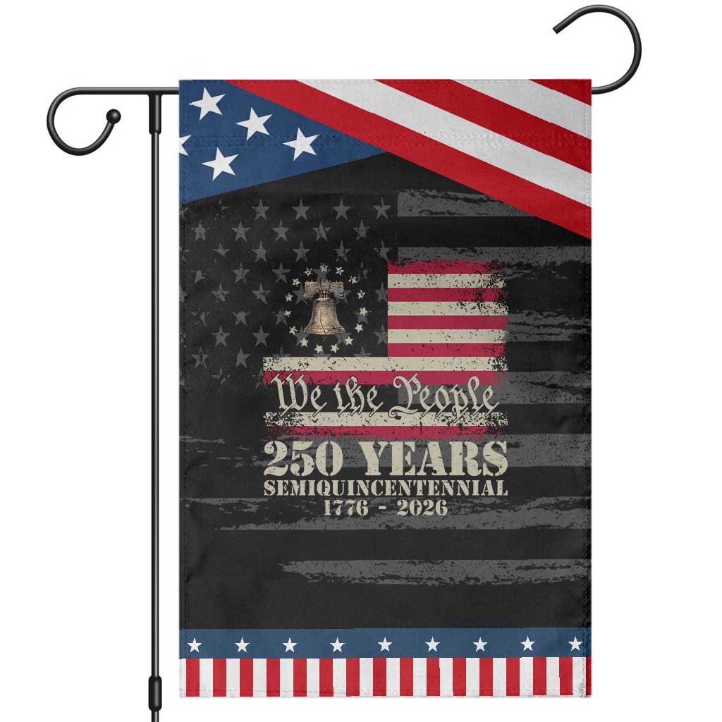 250th Anniversary USA Patriotic Garden Flag Patriotic Liberty Bell 1776 2026 Independence Day TS14 Distressed Black Blue Print Your Wear