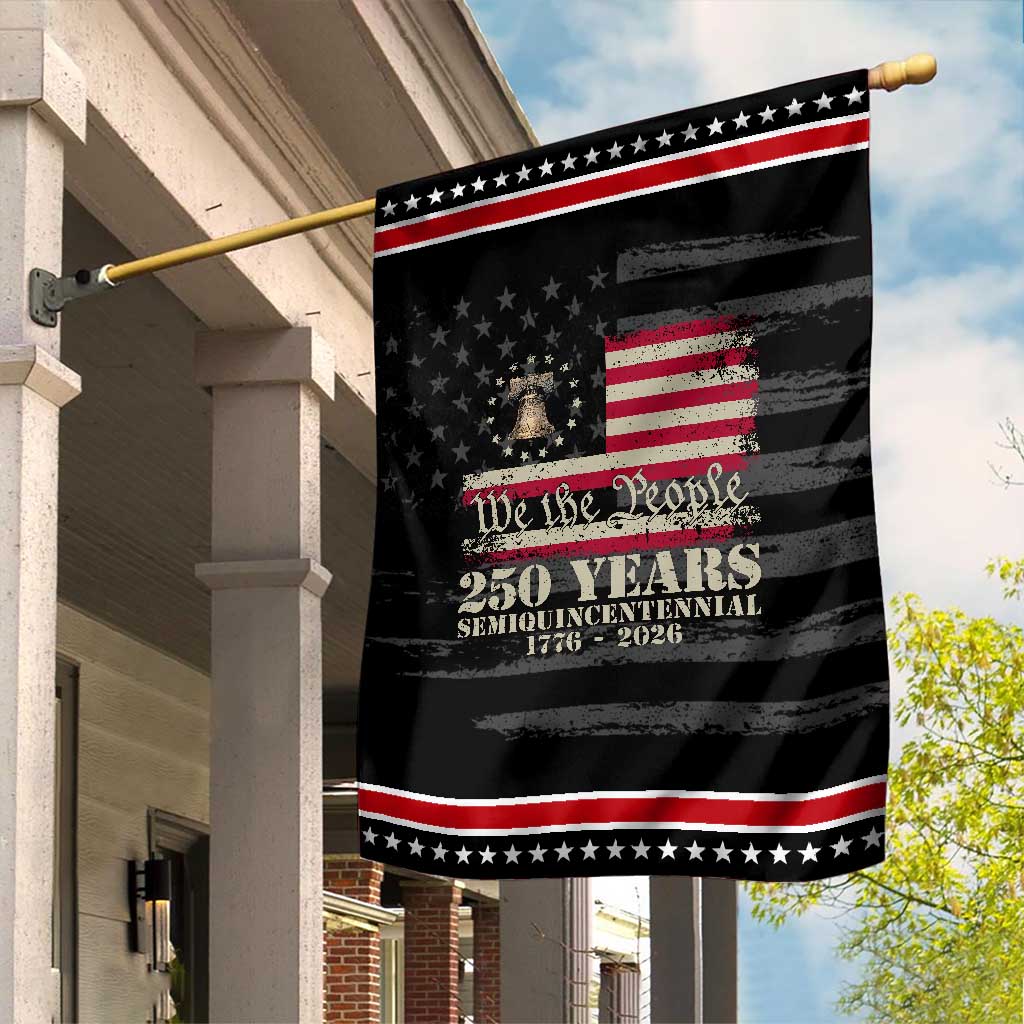 250th Anniversary USA Patriotic Garden Flag Patriotic Liberty Bell 1776 2026 Independence Day TS14 Distressed Black Red Print Your Wear