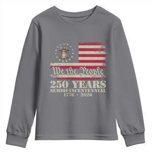 250th Anniversary USA Youth Sweatshirt Patriotic Liberty Bell 1776 2026 Independence Day TS14 Charcoal Print Your Wear