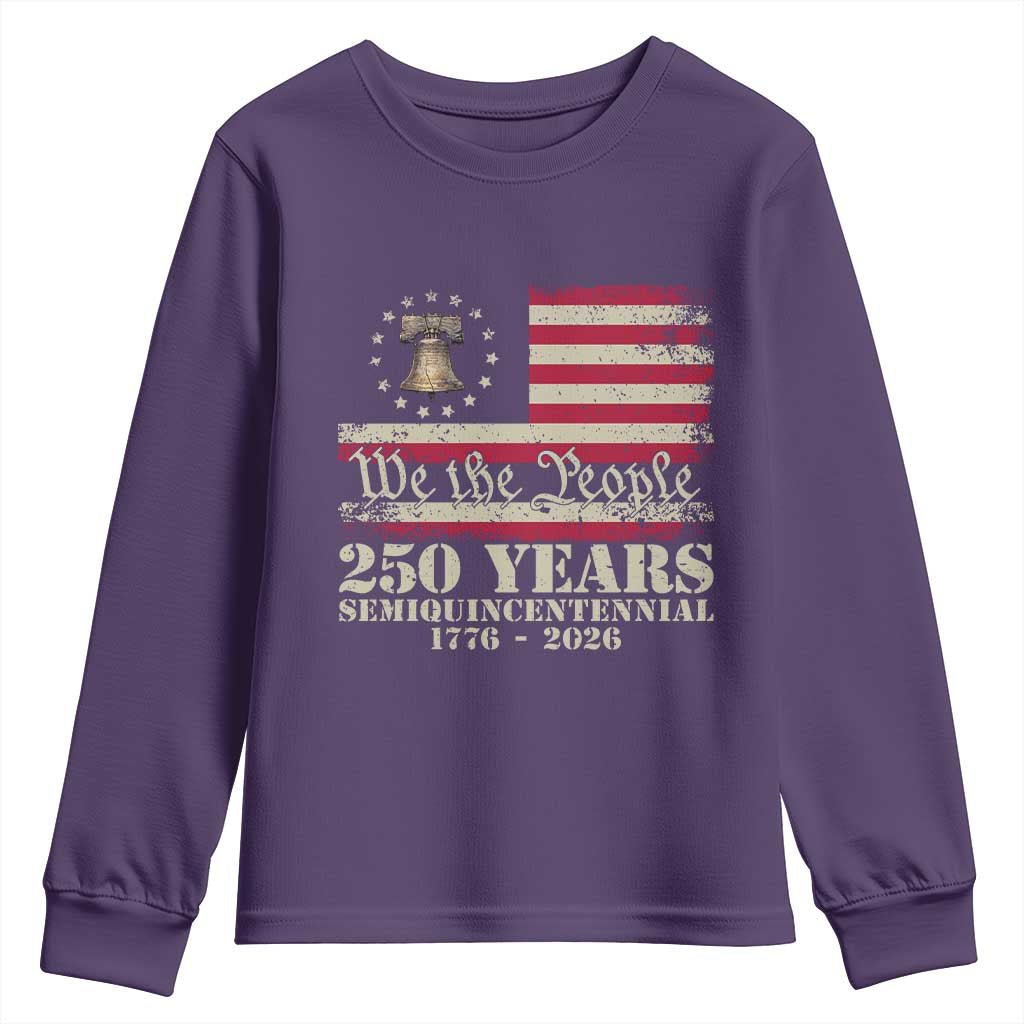 250th Anniversary USA Youth Sweatshirt Patriotic Liberty Bell 1776 2026 Independence Day TS14 Purple Print Your Wear