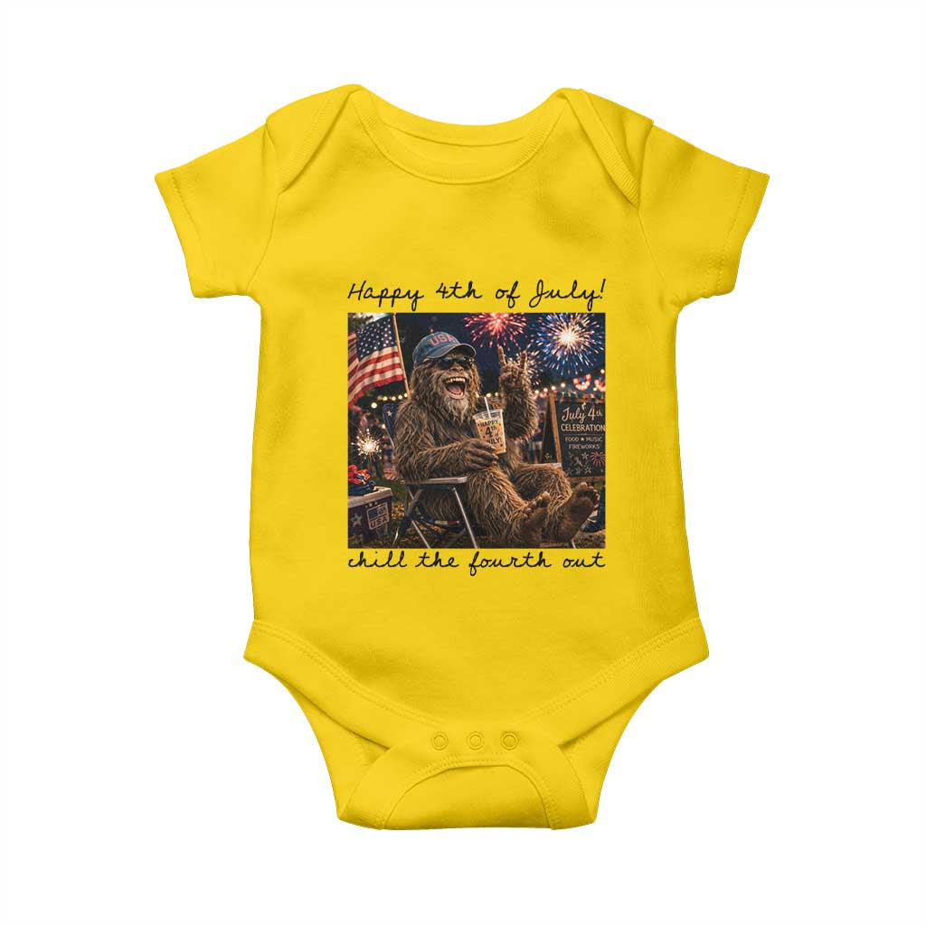 Funny Bigfoot 4th of July Baby Onesie Patriotic Sasquatch American Flag Party Festival TS14 Daisy Print Your Wear