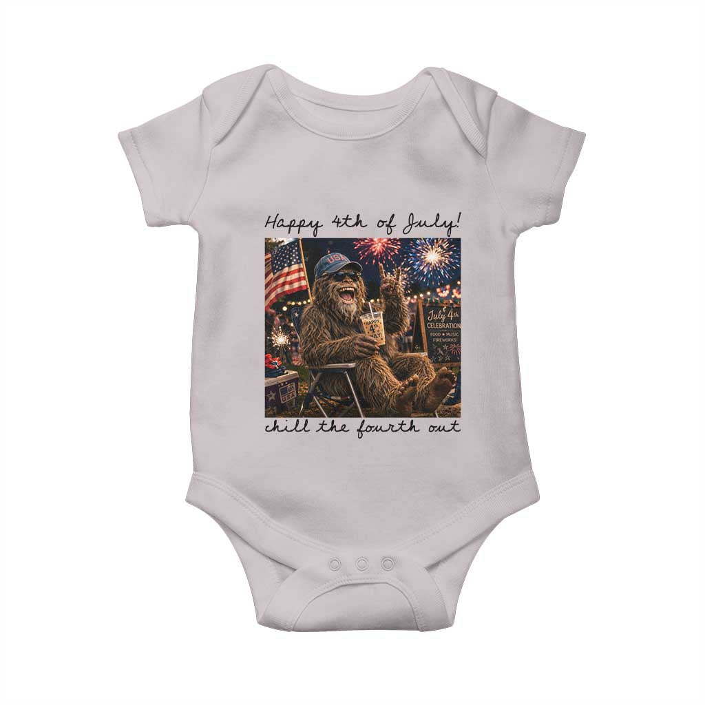 Funny Bigfoot 4th of July Baby Onesie Patriotic Sasquatch American Flag Party Festival TS14 Ice Gray Print Your Wear