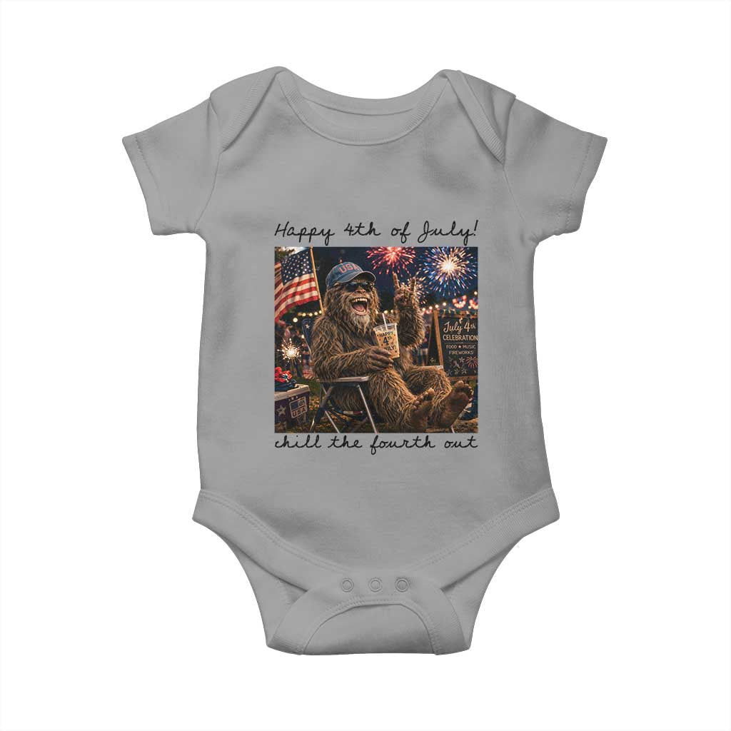 Funny Bigfoot 4th of July Baby Onesie Patriotic Sasquatch American Flag Party Festival TS14 Sport Gray Print Your Wear