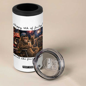 Funny Bigfoot 4th of July 4 in 1 Can Cooler Tumbler Patriotic Sasquatch American Flag Party Festival TS14 Print Your Wear