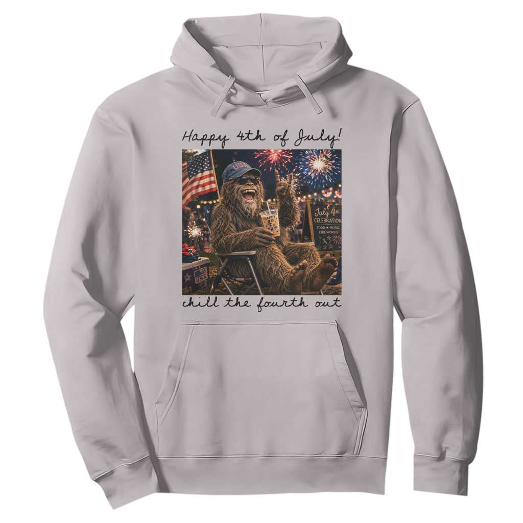 Funny Bigfoot 4th of July Hoodie Patriotic Sasquatch American Flag Party Festival TS14 Ice Gray Print Your Wear