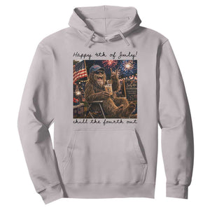 Funny Bigfoot 4th of July Hoodie Patriotic Sasquatch American Flag Party Festival TS14 Ice Gray Print Your Wear