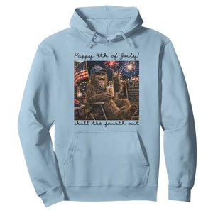 Funny Bigfoot 4th of July Hoodie Patriotic Sasquatch American Flag Party Festival TS14 Light Blue Print Your Wear