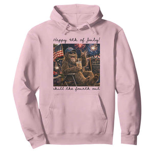 Funny Bigfoot 4th of July Hoodie Patriotic Sasquatch American Flag Party Festival TS14 Light Pink Print Your Wear