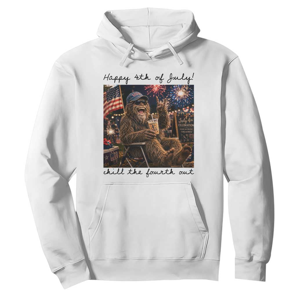 Funny Bigfoot 4th of July Hoodie Patriotic Sasquatch American Flag Party Festival TS14 White Print Your Wear