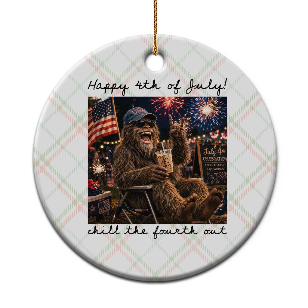 Funny Bigfoot 4th of July Ceramic Ornament Patriotic Sasquatch American Flag Party Festival TS14 1pc Christmas Plaid Print Your Wear