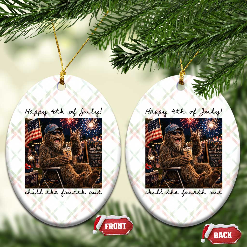 Funny Bigfoot 4th of July Ceramic Ornament Patriotic Sasquatch American Flag Party Festival TS14 Print Your Wear