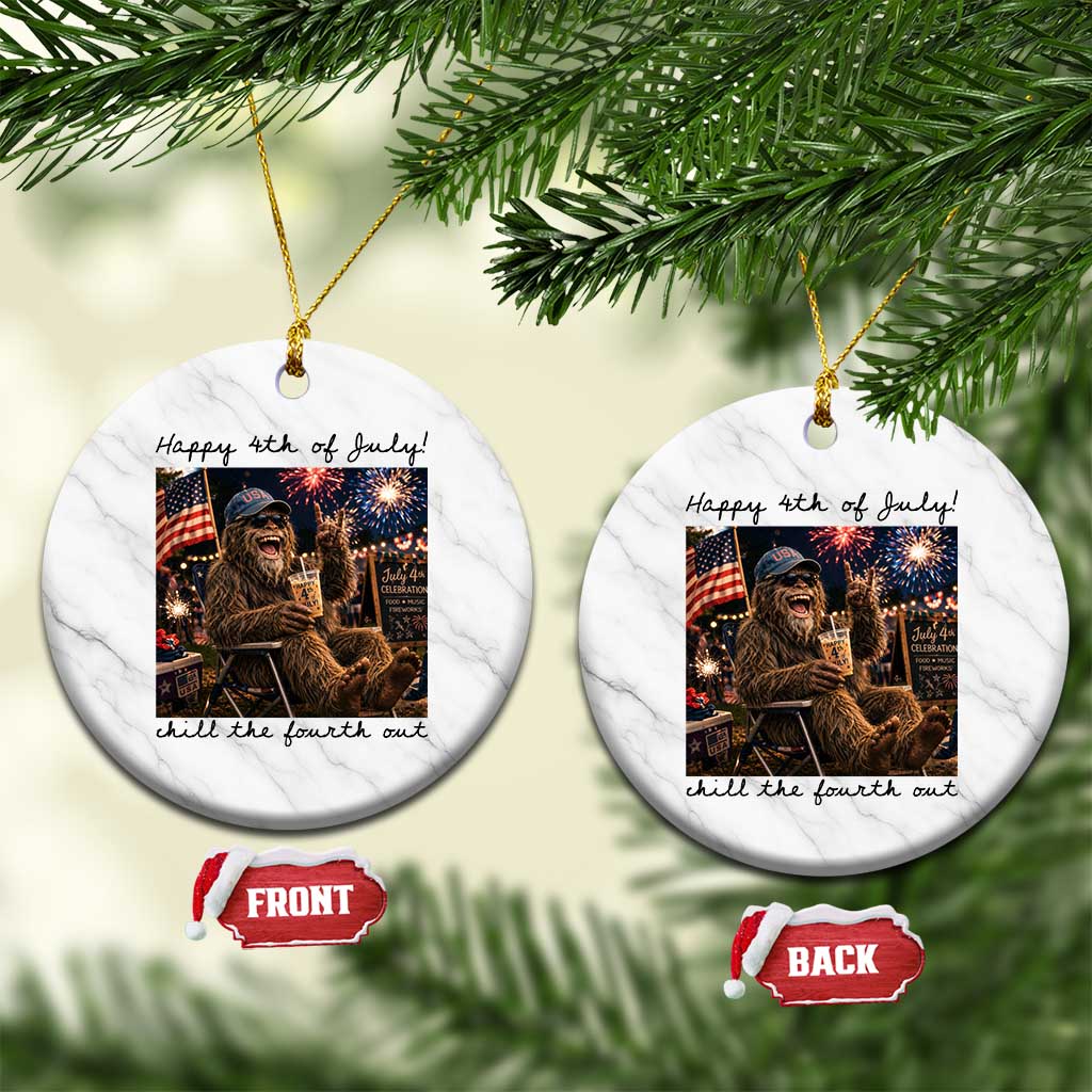 Funny Bigfoot 4th of July Ceramic Ornament Patriotic Sasquatch American Flag Party Festival TS14 1pc White Marble Print Your Wear