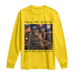 Funny Bigfoot 4th of July Long Sleeve Shirt Patriotic Sasquatch American Flag Party Festival TS14 Daisy Print Your Wear