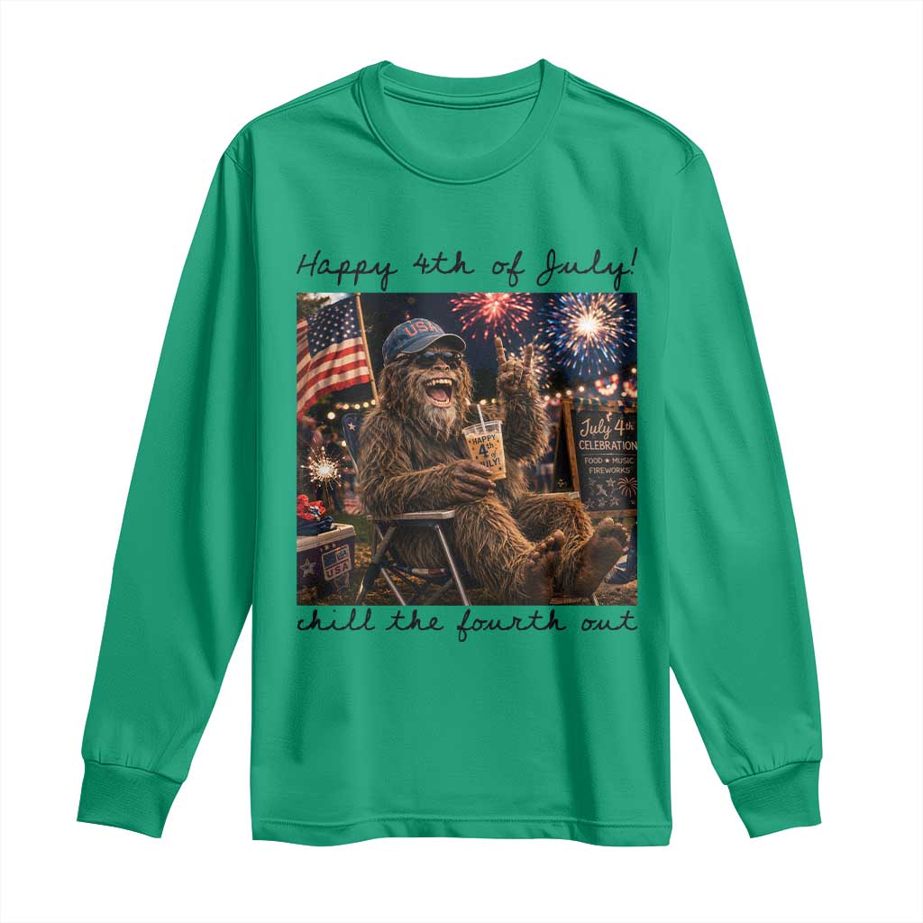 Funny Bigfoot 4th of July Long Sleeve Shirt Patriotic Sasquatch American Flag Party Festival TS14 Irish Green Print Your Wear