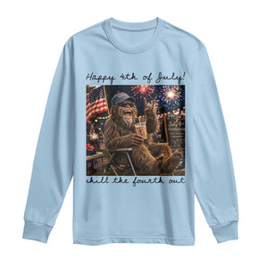 Funny Bigfoot 4th of July Long Sleeve Shirt Patriotic Sasquatch American Flag Party Festival TS14 Light Blue Print Your Wear